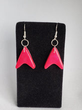 Load image into Gallery viewer, Small Retro Arrowhead Earrings in Cerise Pink
