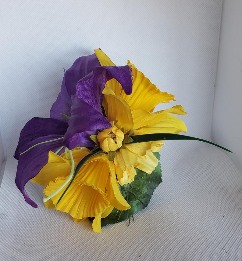 Spring Bouquet Hair Clip in Yellow and Purple