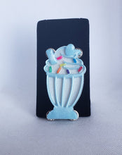 Load image into Gallery viewer, Large Milkshake Brooch in Light Sparkle Blue and White
