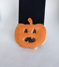 Load image into Gallery viewer, Large Jack O Lantern Brooch in Orange and Black
