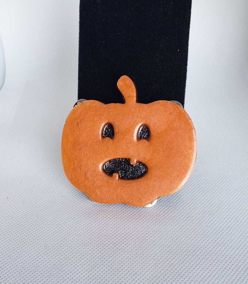 Large Jack O Lantern Brooch in Orange and Black