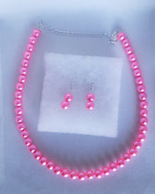 Load image into Gallery viewer, Faux Pearl Gumball Bead Necklace and Earrings Set in Rose Pink
