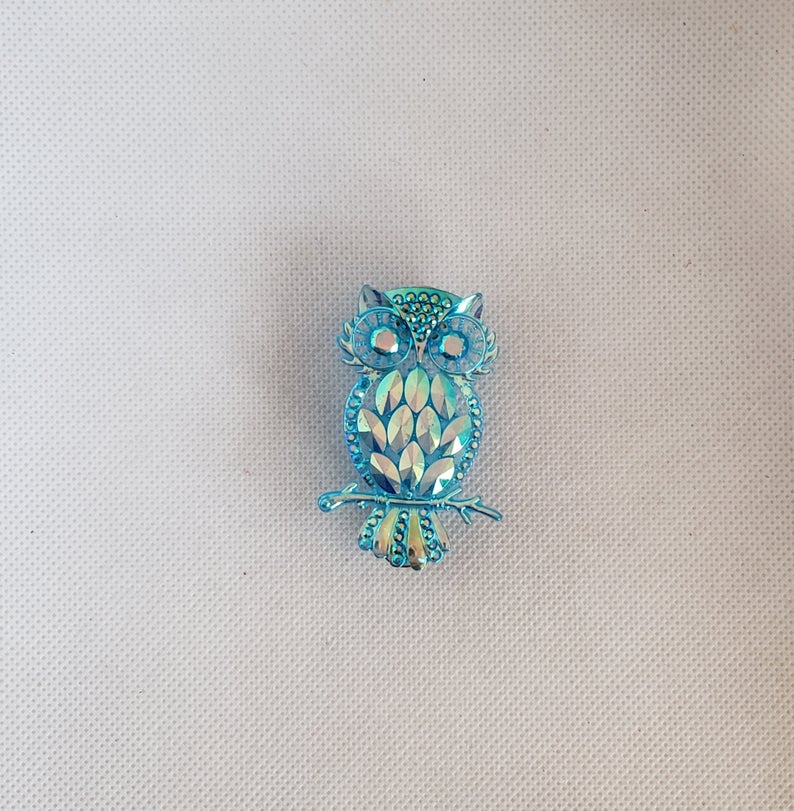 Owl Brooch in Blue