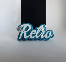 Load image into Gallery viewer, Retro Brooch in Poseidon Blue and shimmery White
