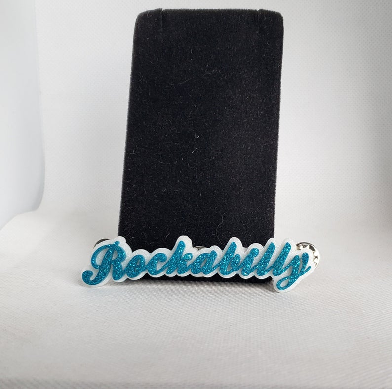 Rockabilly Brooch in Poseidon Blue and Shimmery White