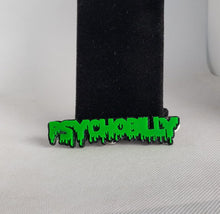 Load image into Gallery viewer, Psychobilly Brooch in Neon Green and Black
