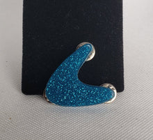 Load image into Gallery viewer, Small Atomic Boomerang Brooch in Oxford Blue
