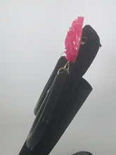 Load image into Gallery viewer, Retro/Rockabilly Rose and Hoop Earrings in Pink and Black
