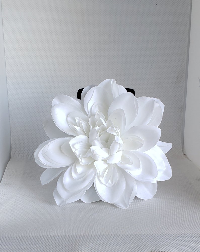 Large White Dahlia Hair Flower